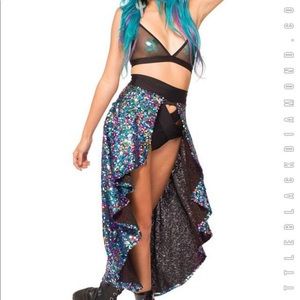 LittleBlackDiamond Rave Sequin HighLow Skirt Med